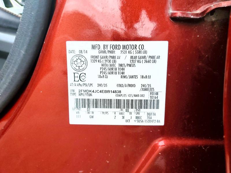 Продаж на аукціоні авто 2014 Ford Edge, vin: 2FMDK4JC4EBB14838, номер лоту: 47887736