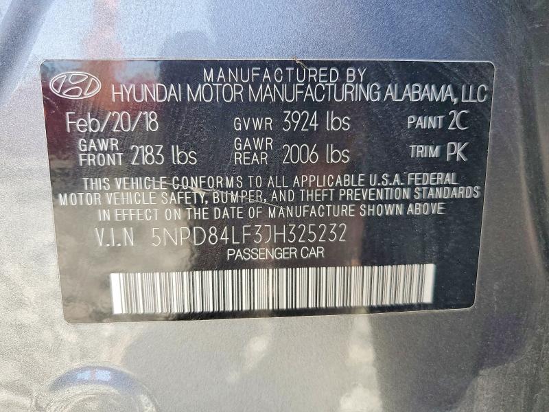 Aukcja sprzedaży 2018 Hyundai Elantra, vin: 5NPD84LF3JH325232, numer aukcji: 50076946