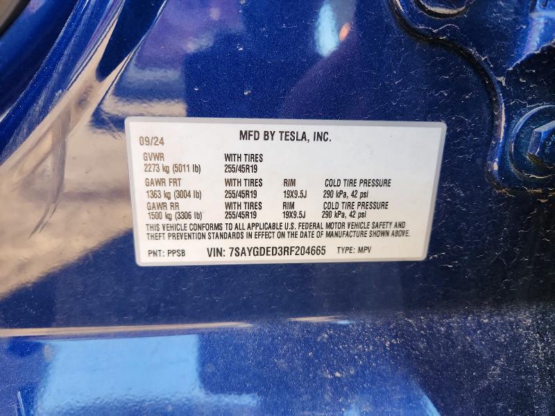 Продажа на аукционе авто 2024 Tesla Model Y, vin: 7SAYGDED3RF204665, номер лота: 49398276