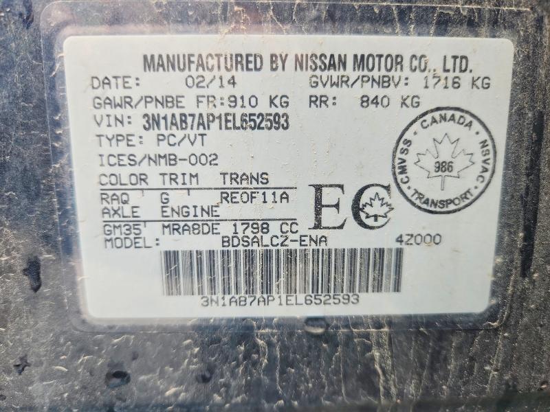 Aukcja sprzedaży 2014 Nissan Sentra, vin: 3N1AB7AP1EL652593, numer aukcji: 51847556