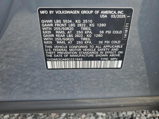 48969526 :رقم المزاد ، 1V2WE2CA6SC221646 vin ، 2025 Volkswagen Atlas Cross Sport مزاد بيع