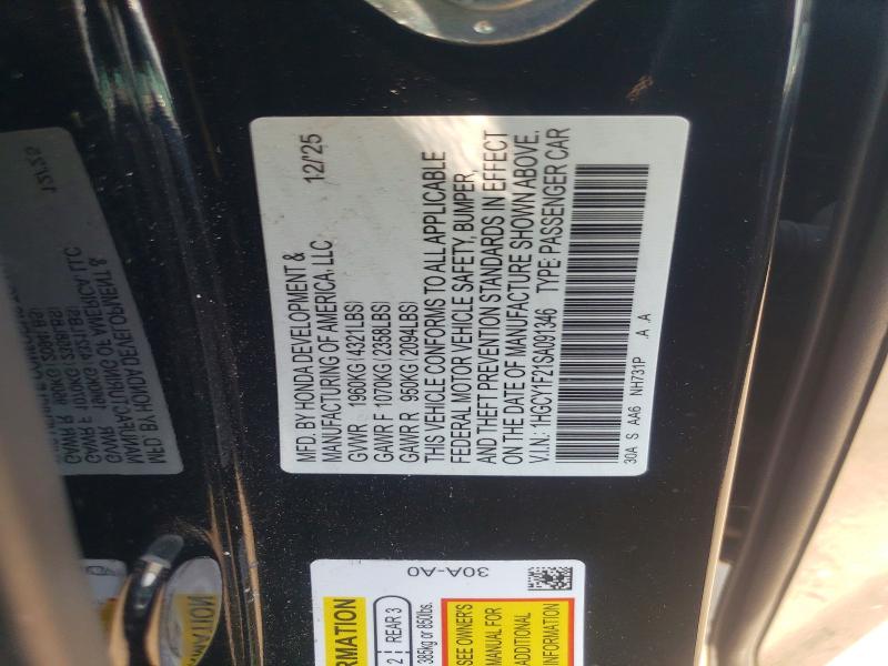 50794256 :رقم المزاد ، 1HGCY1F21SA091346 vin ، 2025 Honda Accord مزاد بيع