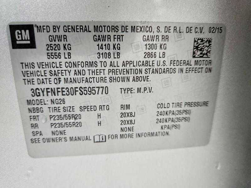 Продажа на аукционе авто 2015 Cadillac Srx, vin: 3GYFNFE30FS595770, номер лота: 50844046