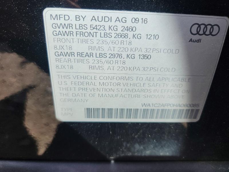 50697366 :رقم المزاد ، WA1C2AFP0HA060085 vin ، 2017 Audi Q5 مزاد بيع