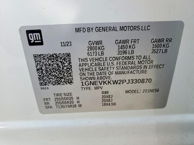 Продаж на аукціоні авто 2023 Chevrolet Traverse, vin: 1GNEVKKW2PJ330870, номер лоту: 49019676