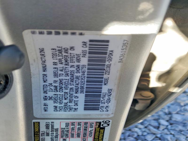 2005 Toyota Corolla მანქანა იყიდება აუქციონზე, vin: 1NXBR32E35Z446759, აუქციონის ნომერი: 47590736