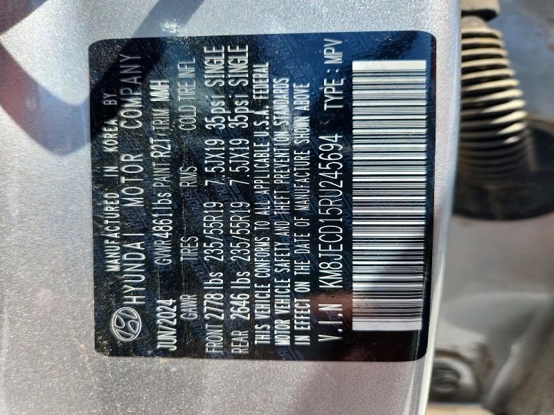 2024 Hyundai Tucson მანქანა იყიდება აუქციონზე, vin: KM8JECD15RU245694, აუქციონის ნომერი: 48537536