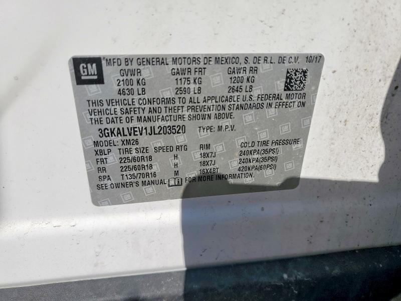 2018 Gmc Terrain მანქანა იყიდება აუქციონზე, vin: 3GKALVEV1JL203520, აუქციონის ნომერი: 49956026