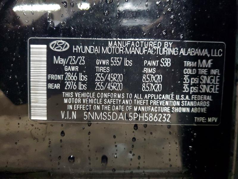 Продаж на аукціоні авто 2023 Hyundai Santa Fe, vin: 5NMS5DAL5PH586232, номер лоту: 51479636