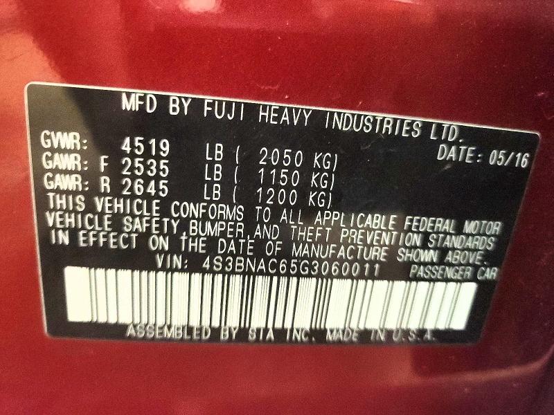 Продажа на аукционе авто 2016 Subaru Legacy, vin: 4S3BNAC65G3060011, номер лота: 49487766