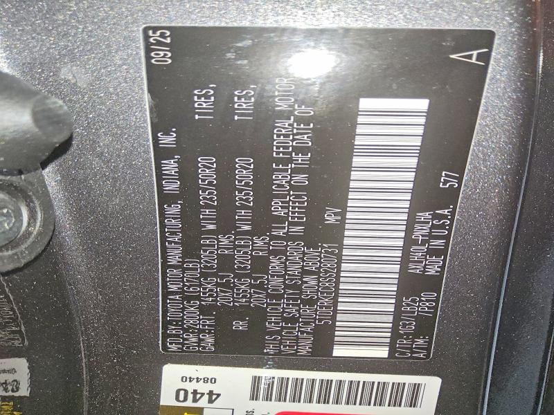 Aukcja sprzedaży 2025 Toyota Sienna, vin: 5TDERKEC8SS280731, numer aukcji: 49868936