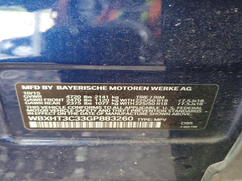 51552546 :رقم المزاد ، WBXHT3C33GP883260 vin ، 2016 Bmw X1 مزاد بيع