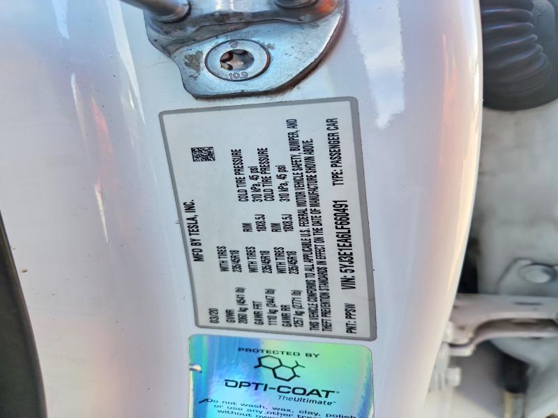 48689566 :رقم المزاد ، 5YJ3E1EA6LF660491 vin ، 2020 Tesla Model 3 مزاد بيع