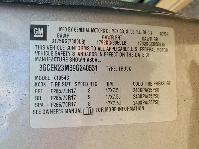 Aukcja sprzedaży 2009 Chevrolet Silverado, vin: 3GCEK23M89G240531, numer aukcji: 50980896