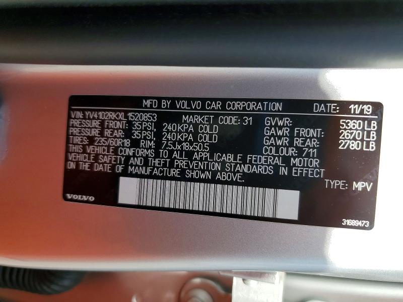 Продаж на аукціоні авто 2020 Volvo Xc60, vin: YV4102RKXL1520853, номер лоту: 50488656