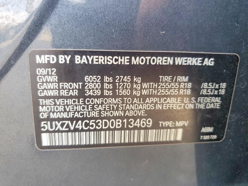 Продажа на аукционе авто 2013 Bmw X5, vin: 5UXZV4C53D0B13469, номер лота: 49094116