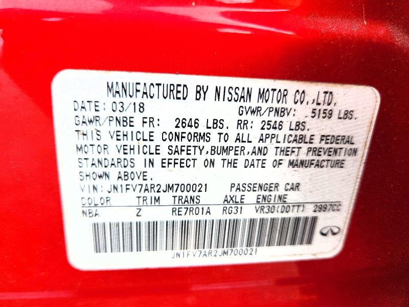 Продажа на аукционе авто 2018 Infiniti Q50, vin: JN1FV7AR2JM700021, номер лота: 49957076