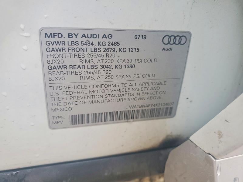 Продажа на аукционе авто 2019 Audi Q5, vin: WA1BNAFY4K2134637, номер лота: 49601566