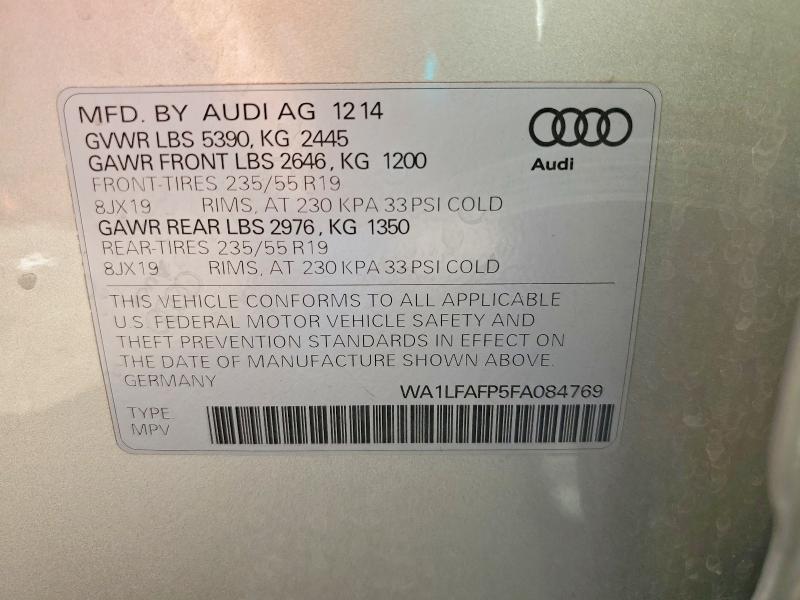 2015 Audi Q5 მანქანა იყიდება აუქციონზე, vin: WA1LFAFP5FA084769, აუქციონის ნომერი: 48487596