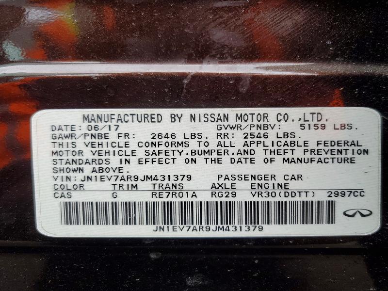 Aukcja sprzedaży 2018 Infiniti Q50, vin: JN1EV7AR9JM431379, numer aukcji: 50389506