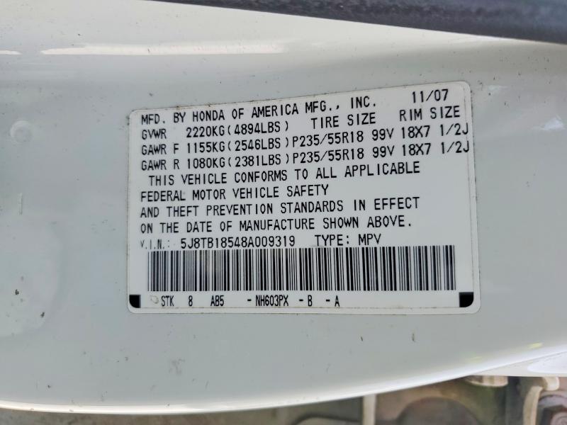 Продажа на аукционе авто 2008 Acura Rdx, vin: 5J8TB18548A009319, номер лота: 49244736