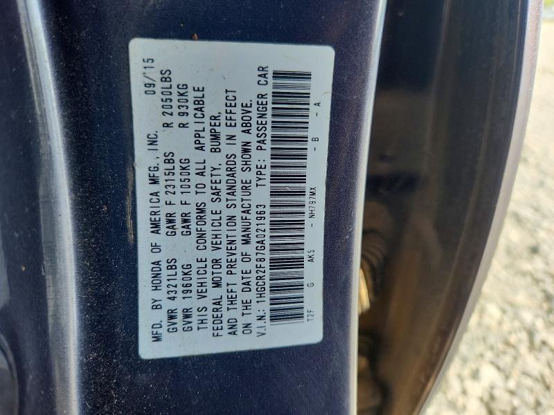2016 Honda Accord მანქანა იყიდება აუქციონზე, vin: 1HGCR2F87GA021963, აუქციონის ნომერი: 49041886