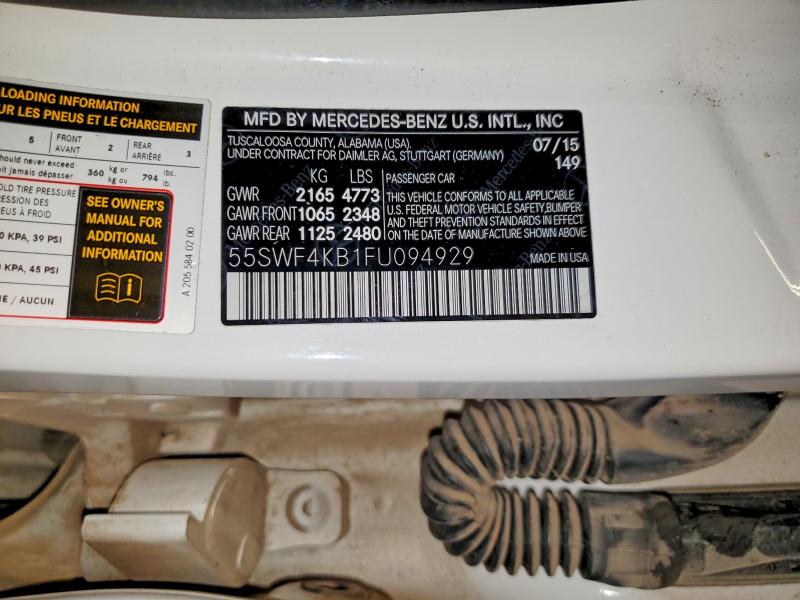 Aukcja sprzedaży 2015 Mercedes-benz C, vin: 55SWF4KB1FU094929, numer aukcji: 51011286