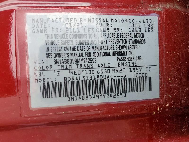 51610036 :رقم المزاد ، 3N1AB8DV9MY242593 vin ، 2021 Nissan Sentra مزاد بيع