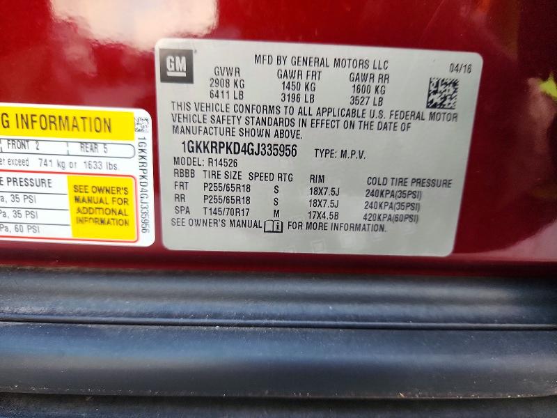 2016 Gmc Acadia მანქანა იყიდება აუქციონზე, vin: 1GKKRPKD4GJ335956, აუქციონის ნომერი: 51190046