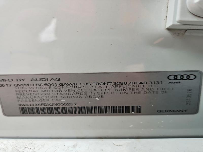 Aukcja sprzedaży 2018 Audi A8, vin: WAU43AFDXJN000257, numer aukcji: 50671426