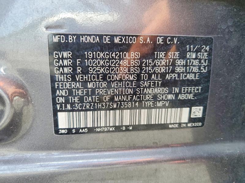 Aukcja sprzedaży 2025 Honda Hr-v, vin: 3CZRZ1H37SM735814, numer aukcji: 49470096