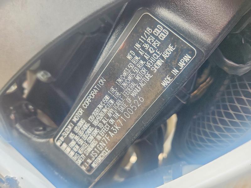 Продажа на аукционе авто 2019 Suzuki Gsx-r600, vin: JS1GN7FA3K7100526, номер лота: 47942796