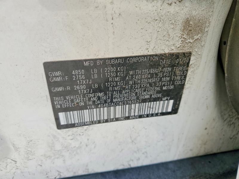 Aukcja sprzedaży 2020 Subaru Outback, vin: 4S4BTACC4L3165527, numer aukcji: 48526946