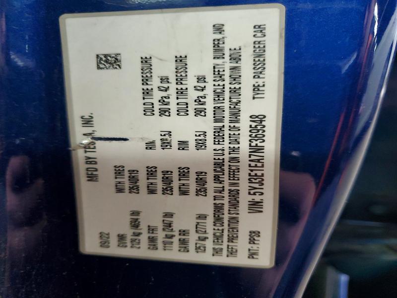 Продажа на аукционе авто 2022 Tesla Model 3, vin: 5YJ3E1EA7NF369548, номер лота: 50273396