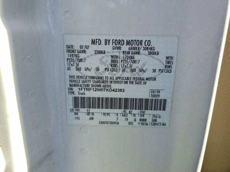 Aukcja sprzedaży 2007 Ford F150, vin: 1FTRF12W07KD42382, numer aukcji: 50781306