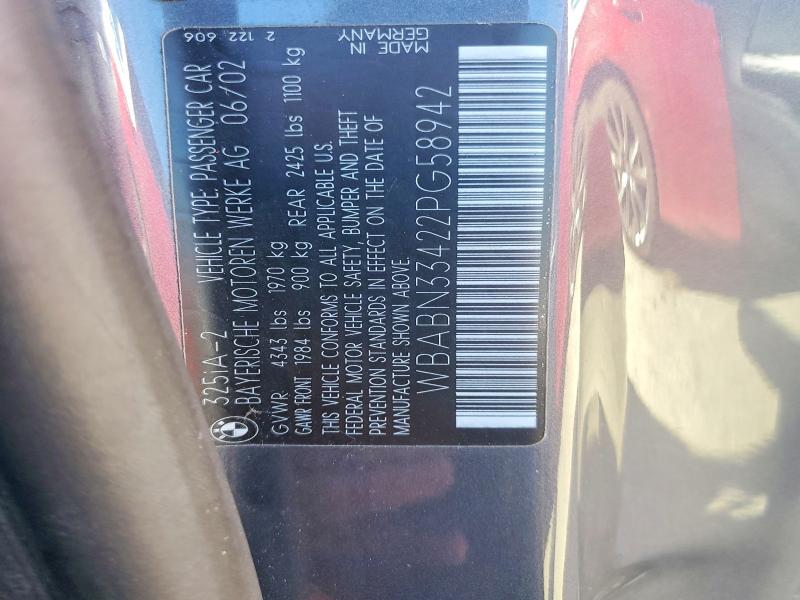 Продаж на аукціоні авто 2002 Bmw 325, vin: WBABN33422PG58942, номер лоту: 49131686