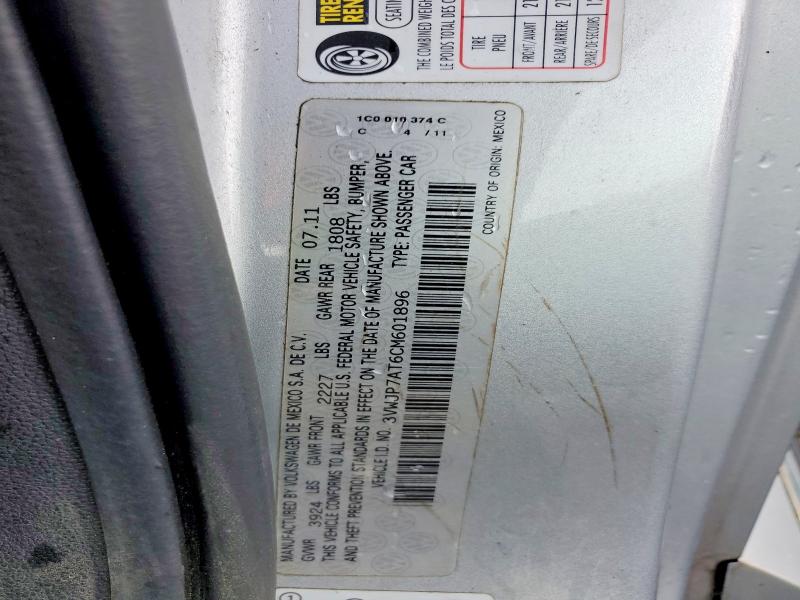 51753316 :رقم المزاد ، 3VWJP7AT6CM601896 vin ، 2012 Volkswagen Beetle مزاد بيع