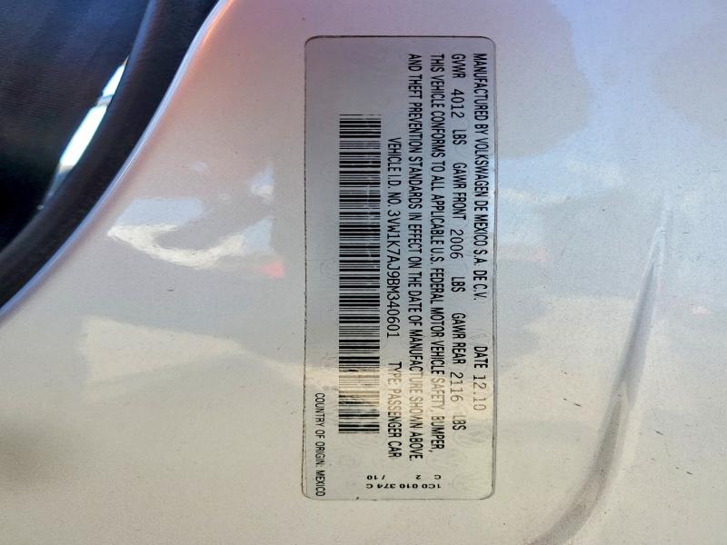 48184186 :رقم المزاد ، 3VW1K7AJ9BM340601 vin ، 2011 Volkswagen Jetta مزاد بيع