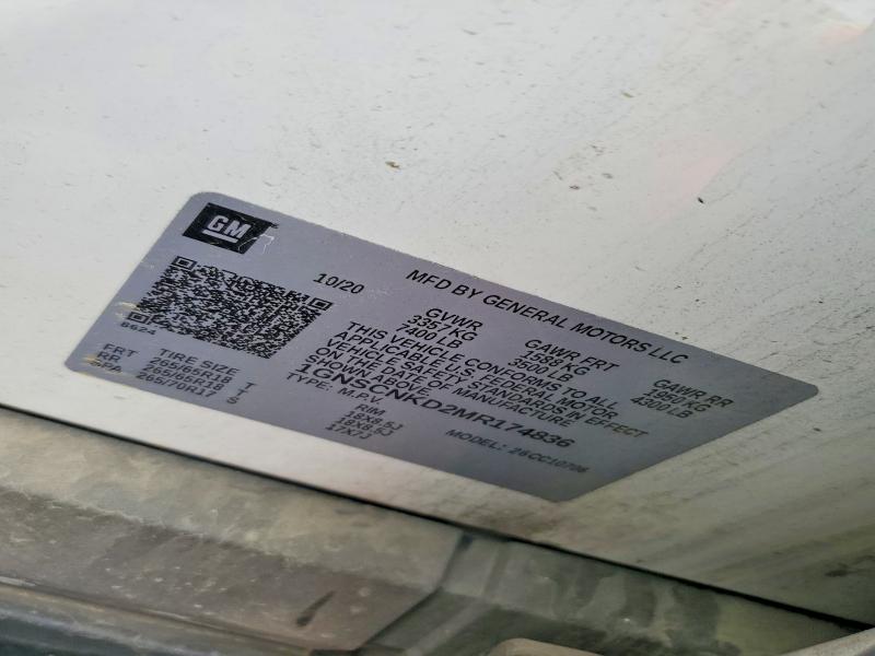 2021 Chevrolet Tahoe მანქანა იყიდება აუქციონზე, vin: 1GNSCNKD2MR174836, აუქციონის ნომერი: 50827886