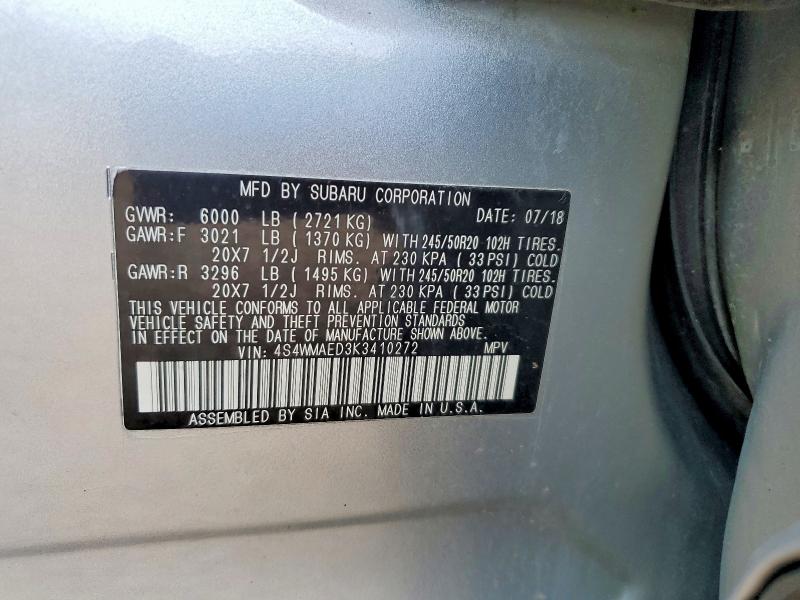 Продажа на аукционе авто 2019 Subaru Ascent, vin: 4S4WMAED3K3410272, номер лота: 50503216