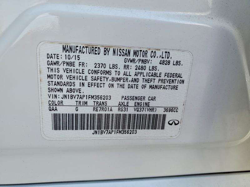 49470286 :رقم المزاد ، JN1BV7AP1FM356203 vin ، 2015 Infiniti Q50 مزاد بيع