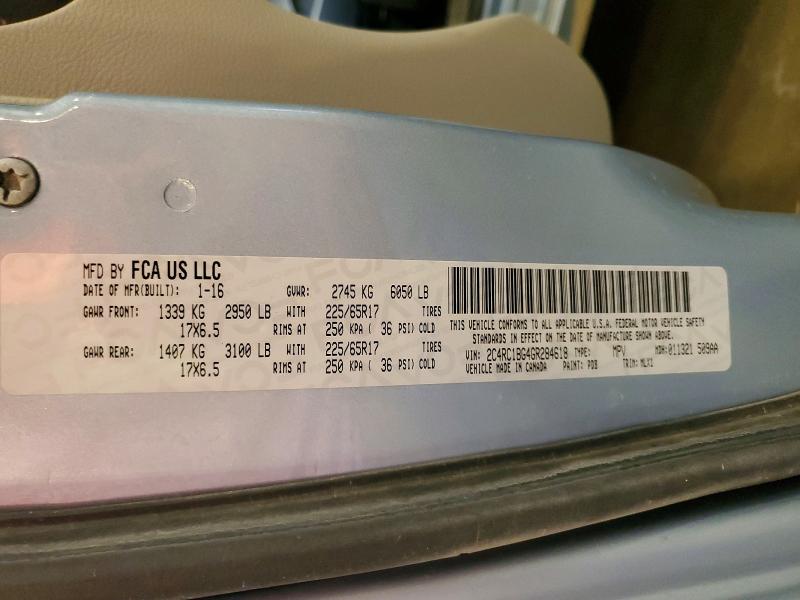 2016 Chrysler Town & Country მანქანა იყიდება აუქციონზე, vin: 2C4RC1BG4GR284618, აუქციონის ნომერი: 49268856