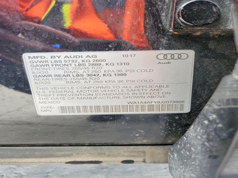 2018 Audi Sq5 მანქანა იყიდება აუქციონზე, vin: WA1A4AFY9J2073606, აუქციონის ნომერი: 50665216