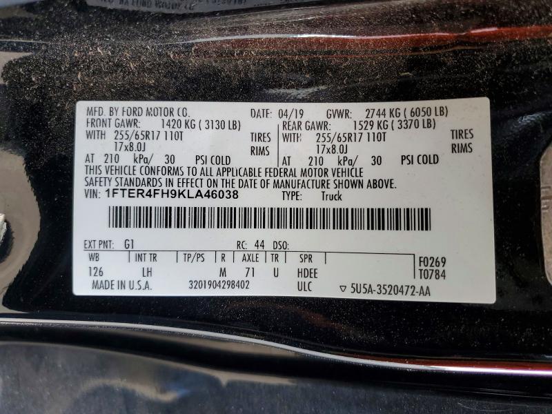 48580826 :رقم المزاد ، 1FTER4FH9KLA46038 vin ، 2019 Ford Ranger مزاد بيع