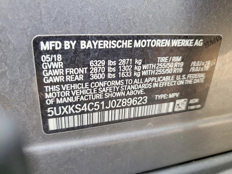 Aukcja sprzedaży 2018 Bmw X5, vin: 5UXKS4C51J0Z89623, numer aukcji: 49762786