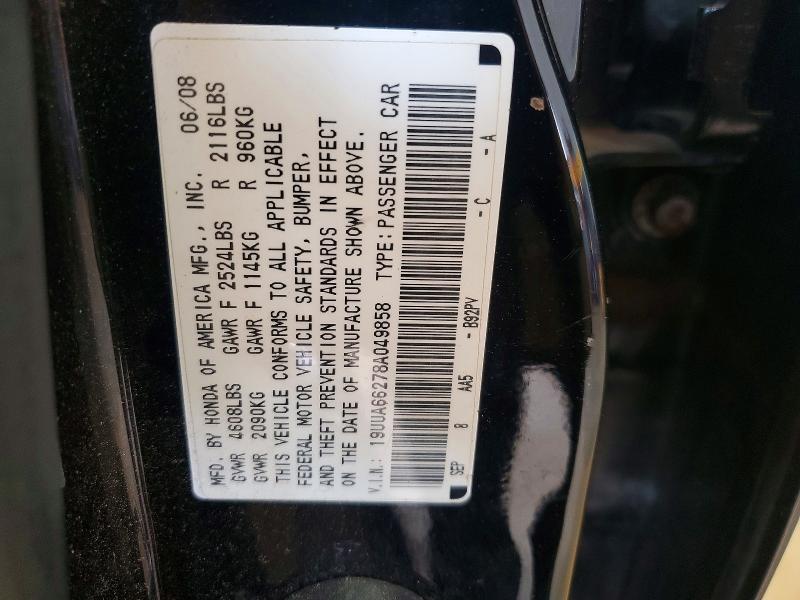 Aukcja sprzedaży 2008 Acura Tl, vin: 19UUA66278A049858, numer aukcji: 48795776