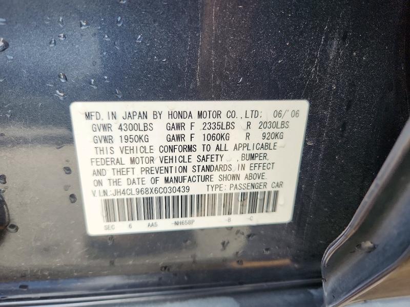 Продажа на аукционе авто 2006 Acura Tsx, vin: JH4CL968X6C030439, номер лота: 51641616
