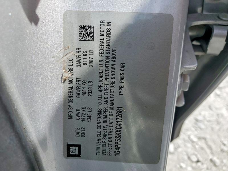 Продаж на аукціоні авто 2012 Buick Verano, vin: 1G4PP5SKXC4172681, номер лоту: 50365436