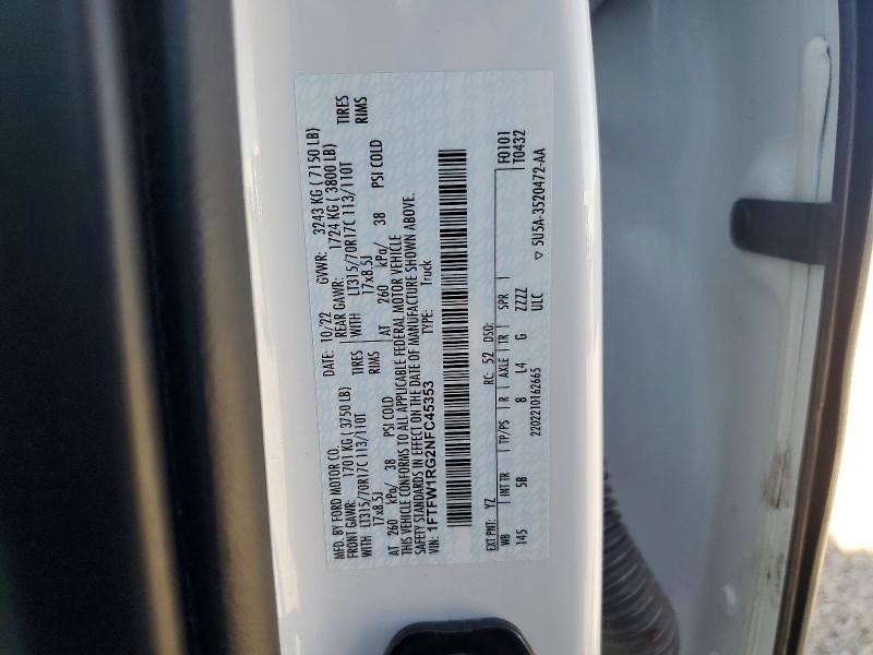 2022 Ford F150 მანქანა იყიდება აუქციონზე, vin: 1FTFW1RG2NFC45353, აუქციონის ნომერი: 50250176