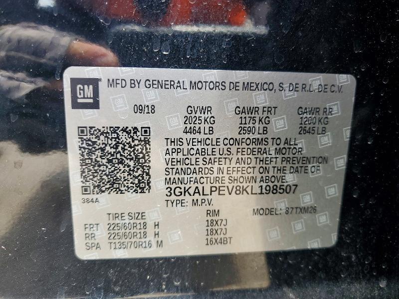 2019 Gmc Terrain მანქანა იყიდება აუქციონზე, vin: 3GKALPEV8KL198507, აუქციონის ნომერი: 49105236